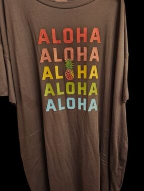Secret Treasures Black wit Aloha  Print Sleep Shirt